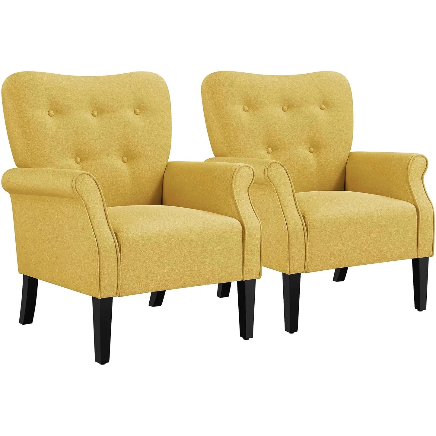 (2) Upholstered Mid Century Accent Chair w/Sturdy Wood Legs, High Back