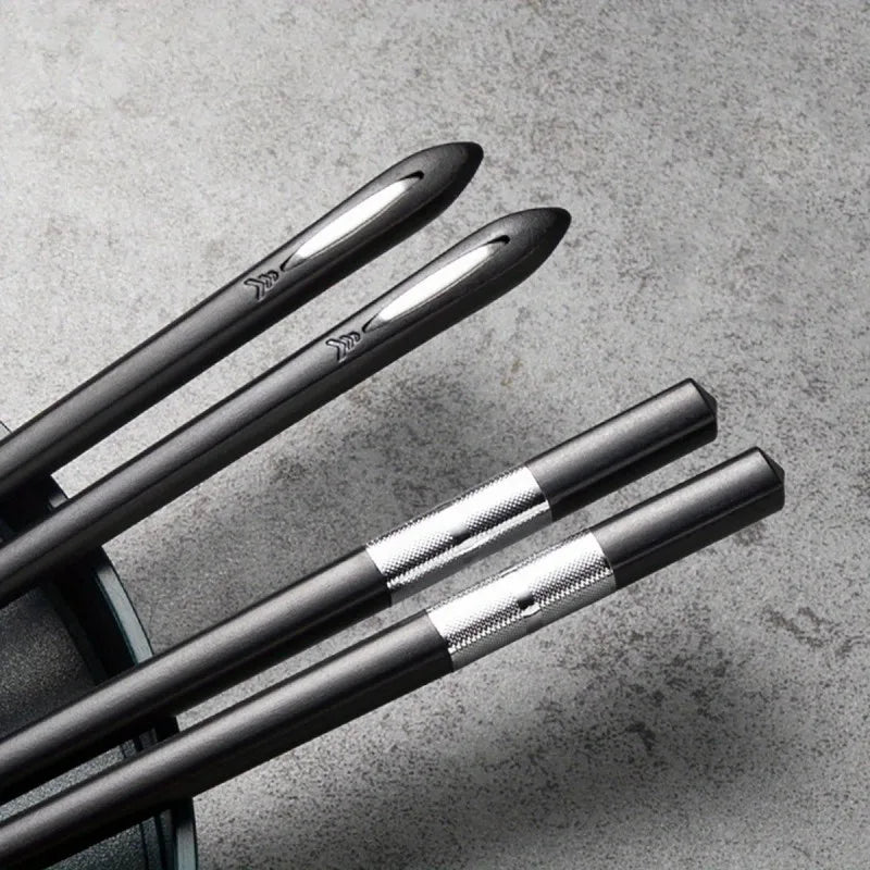 10-Pack Black Asian Alloy Chopsticks, Appetizer and Sushi