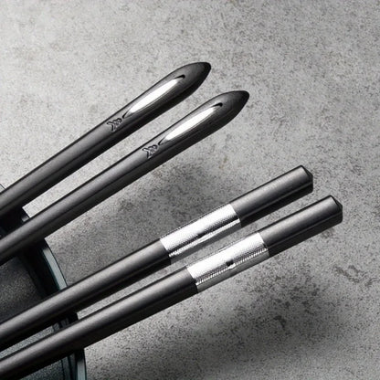 10-Pack Black Asian Alloy Chopsticks, Appetizer and Sushi
