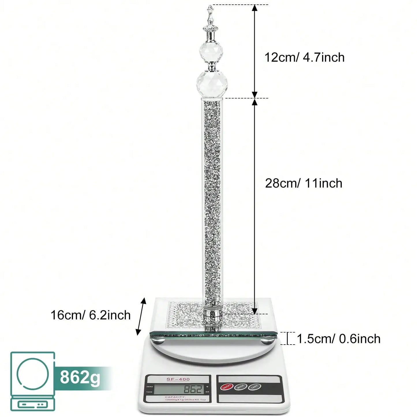 Crystal Bling Silver Paper Towel Roll Holder