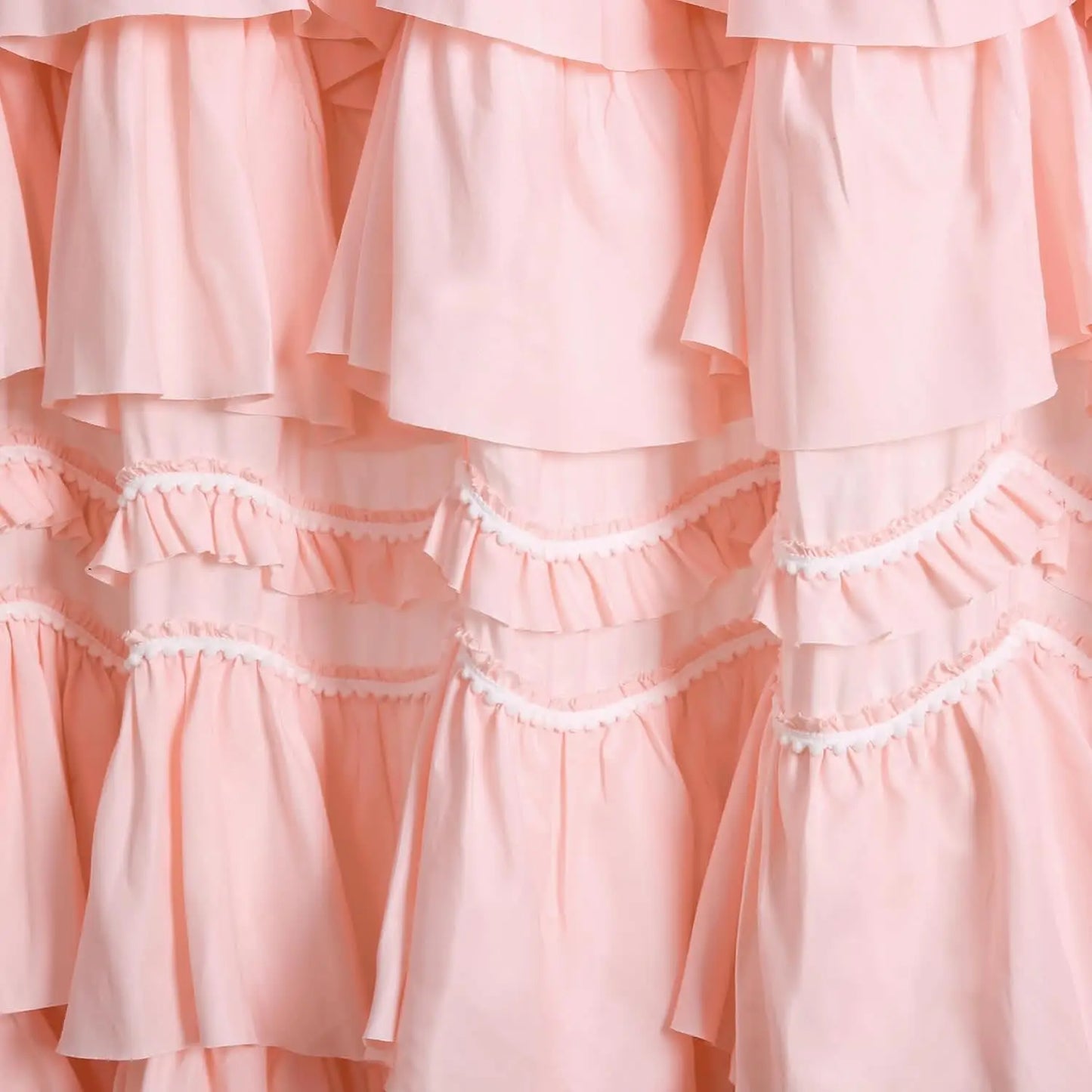 Ruffled Shower Curtain w/Pom Pom Trim, 72"x72"