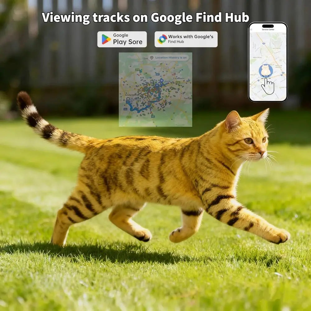 GPS Collar for Cats (Android Only) Waterproof Compatible w/Google
