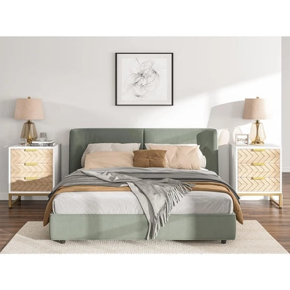 3 Drawers Nightstand w/Unique Chevron Design