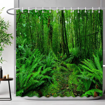 Scenic Shower Curtain Tropical Waterfall, Landscape Nature