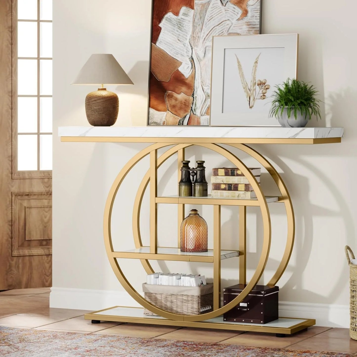 41.3" Console Table, 4-Tier, Sofa, Entryway Table