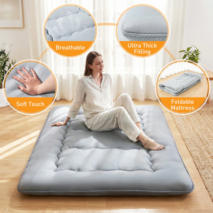 4" Portable Soft Floor Mattress w/Removable Washable Cover