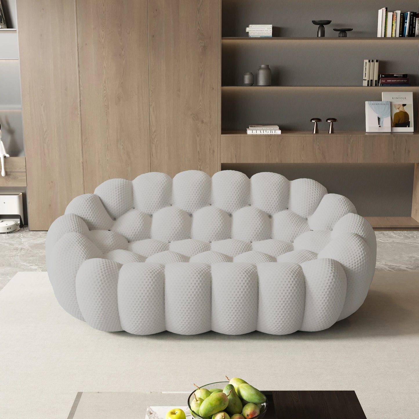 78'' Modern Curved Boneless Sofa, Comfy 3D Knitted Fabric Loveseat