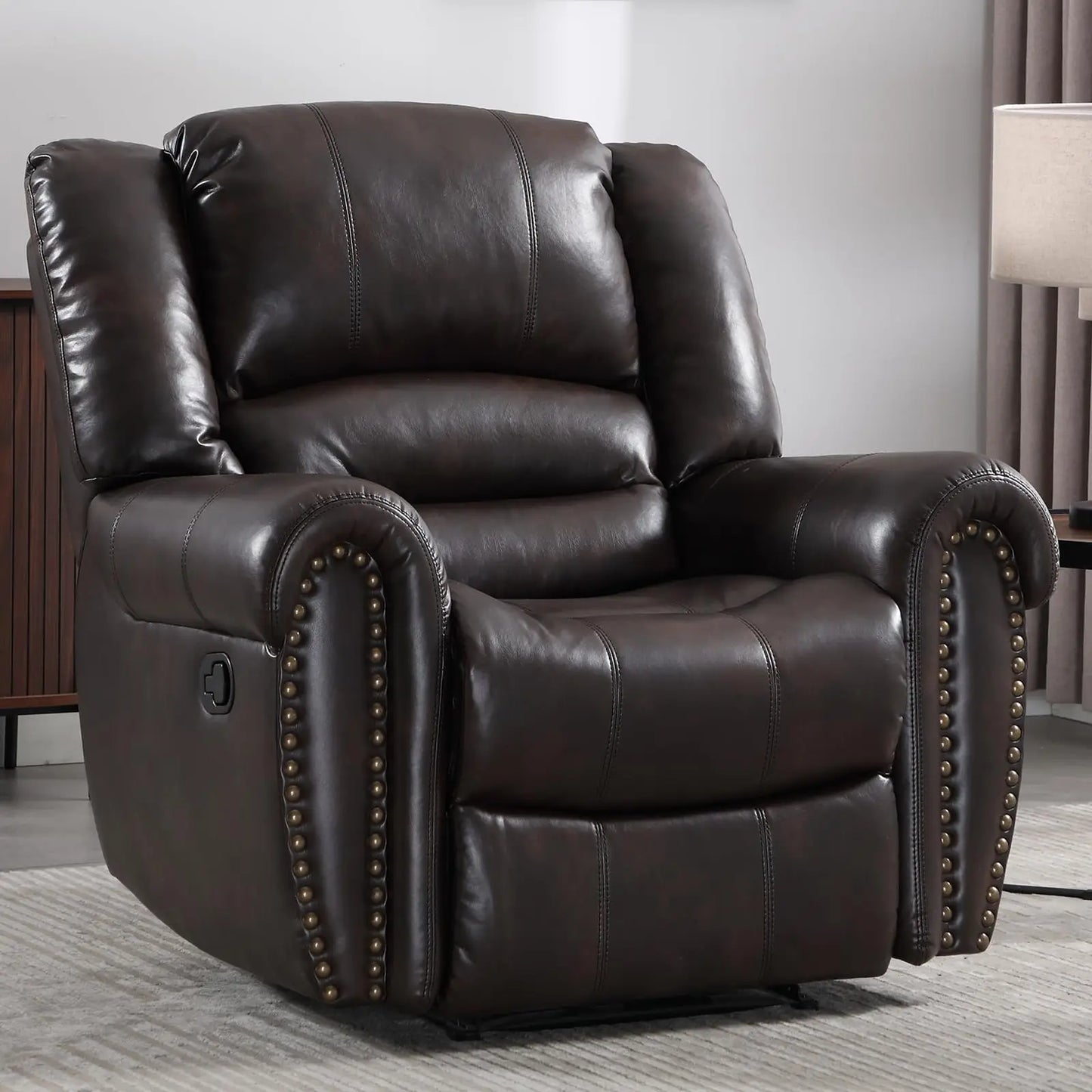 Classic and Traditional Manual Recliner Chair, Leather