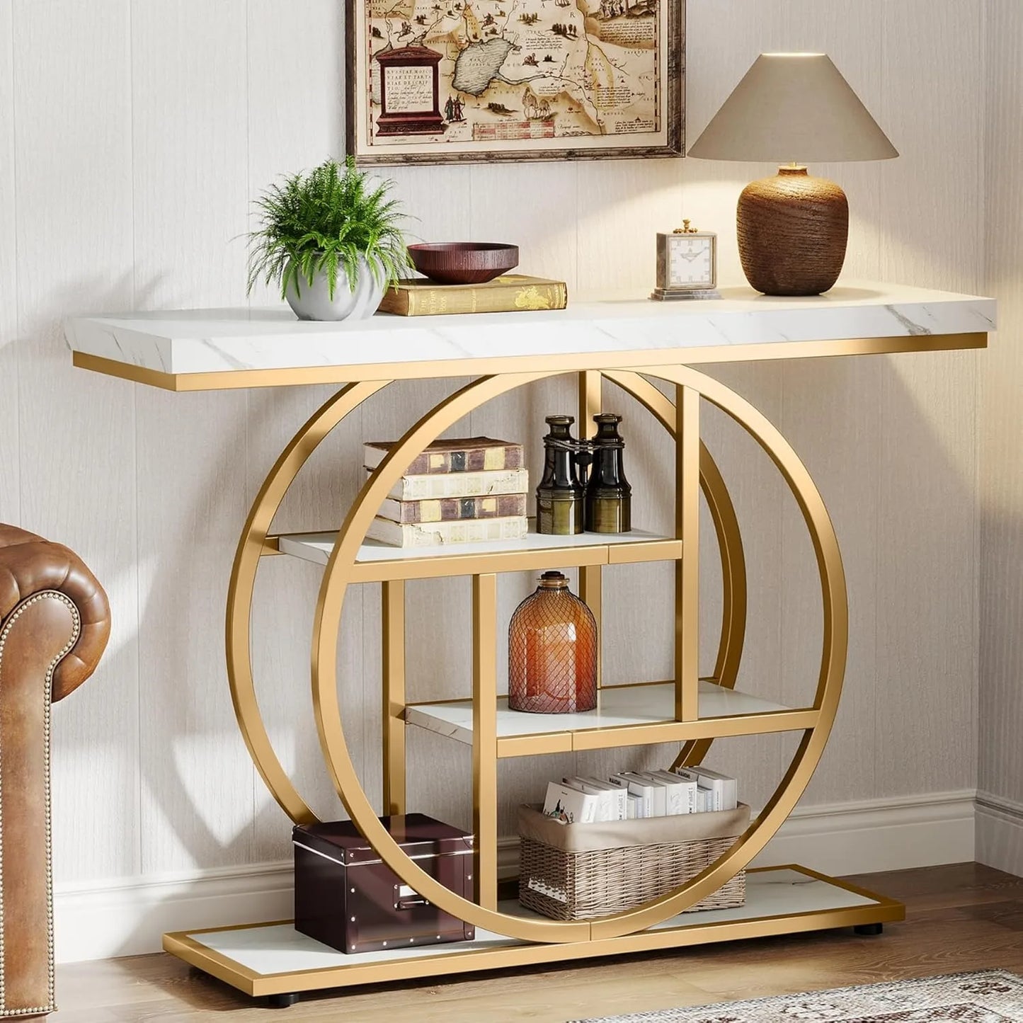 41.3" Console Table, 4-Tier, Sofa, Entryway Table