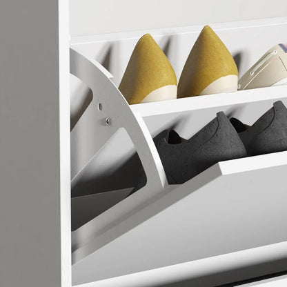 Shoe Storage 4 Flip Drawers & Mirror,