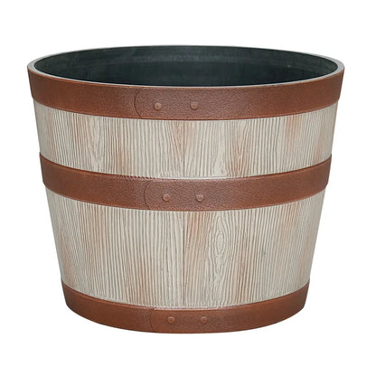 Large Outdoor Whiskey Barrel Planter, Light Brown