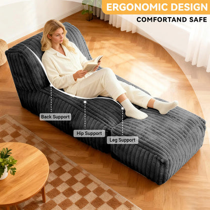 Modular Chaise Lounge, Premium Breathable Corduroy (63"L x 31"W x 26"H)