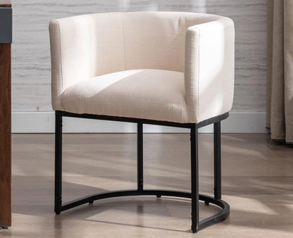 Faux Leather Upholstered Dining Chair, Barrel Back