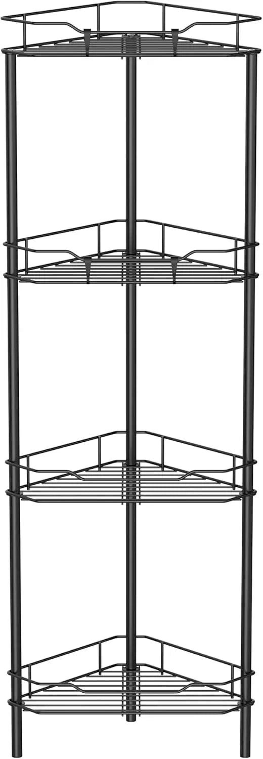 4-Tier Corner Shower Caddy Shelf w/Hooks