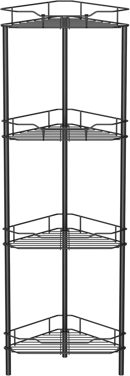 4-Tier Corner Shower Caddy Shelf w/Hooks