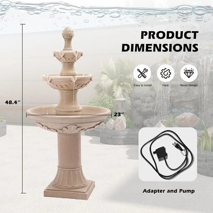 48.4" H Bubbler Floor Waterfall Fountain w/Pineapple Top, Pump,
