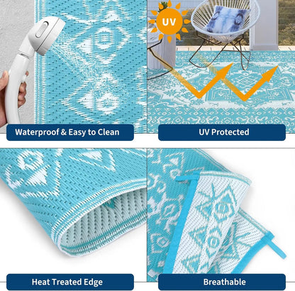 Reversible Vintage Indoor Outdoor Plastic Straw Mat