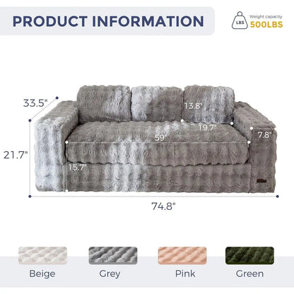Cozy Grey Stylish Sofa, No Assembly Required,