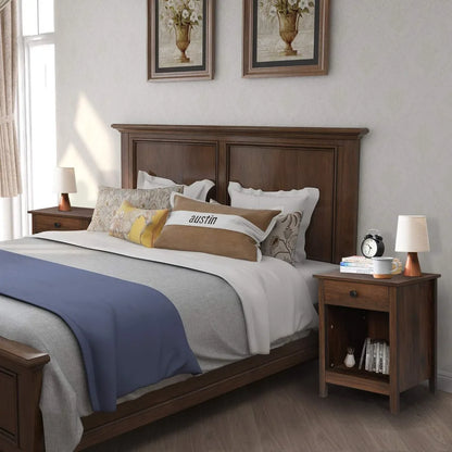 Set of 2 Wooden Nightstands with Drawer