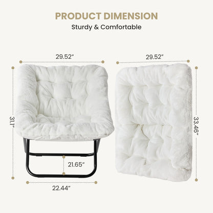 28" Large-Size, Folding Cozy Lounge Chair, Soft Faux Fur