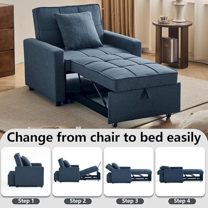 3-in-1 Convertible Sleeper Sofa, Futon Bed w/Reclining Backrest
