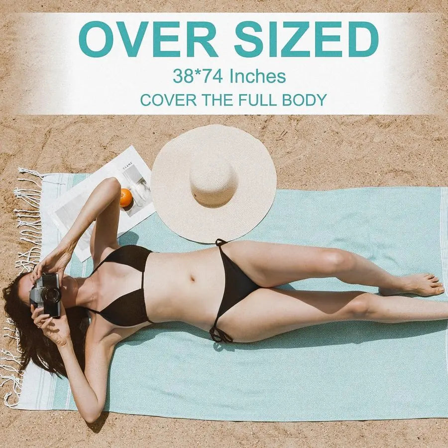 6 Pack Oversized Turkish Beach Towels Set 74x38