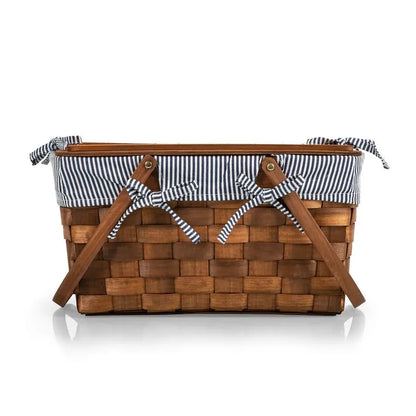 Handwoven Wicker Picnic Basket, Sturdy with Tabletop Lid