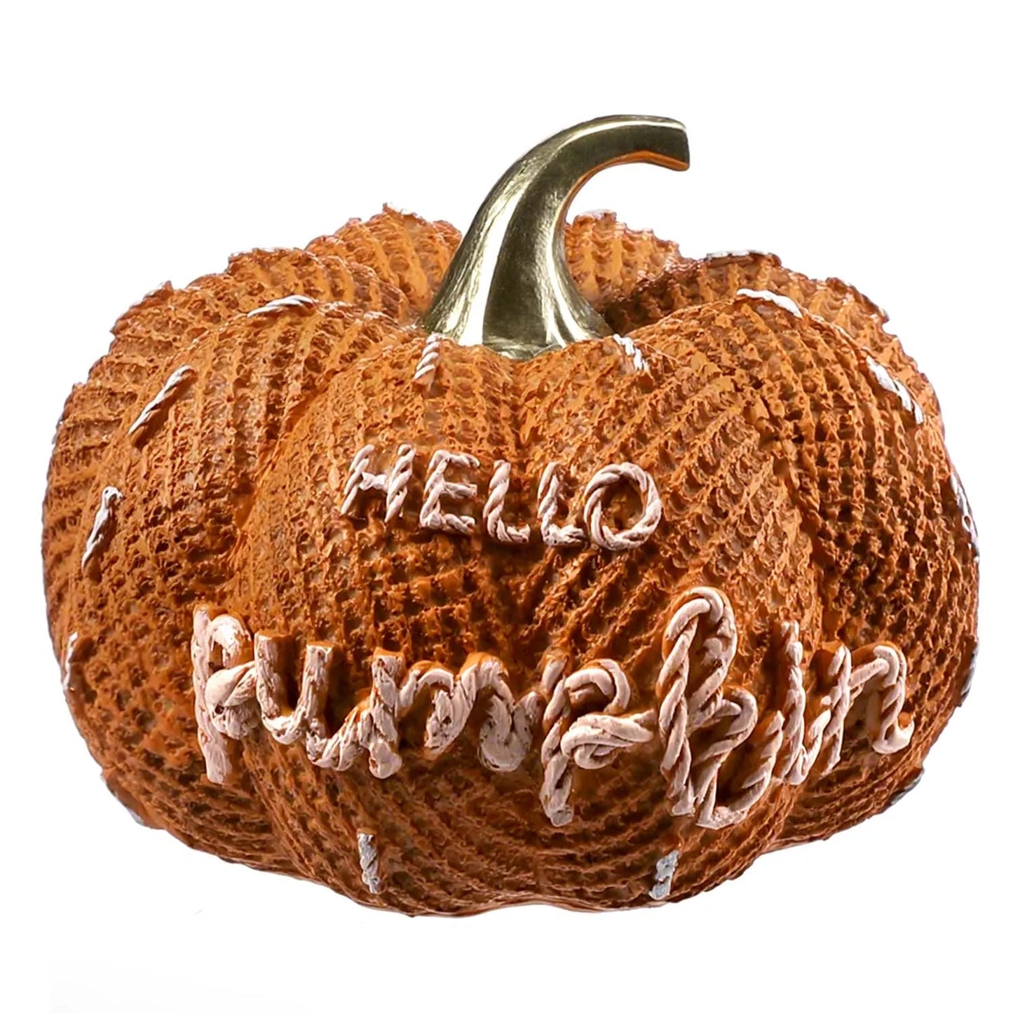 Halloween Pumpkin Knitted Texture Table Ornament, Farmhouse