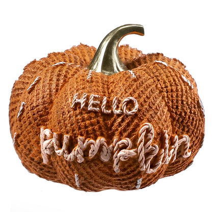 Halloween Pumpkin Knitted Texture Table Ornament, Farmhouse