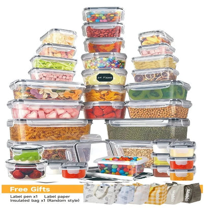 24 Airtight Containers & Lids with Labels for Pantry
