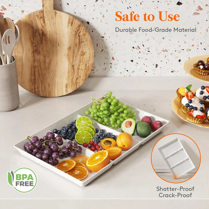 4-Piece Divided Serving Tray Set, 15x10 Inch