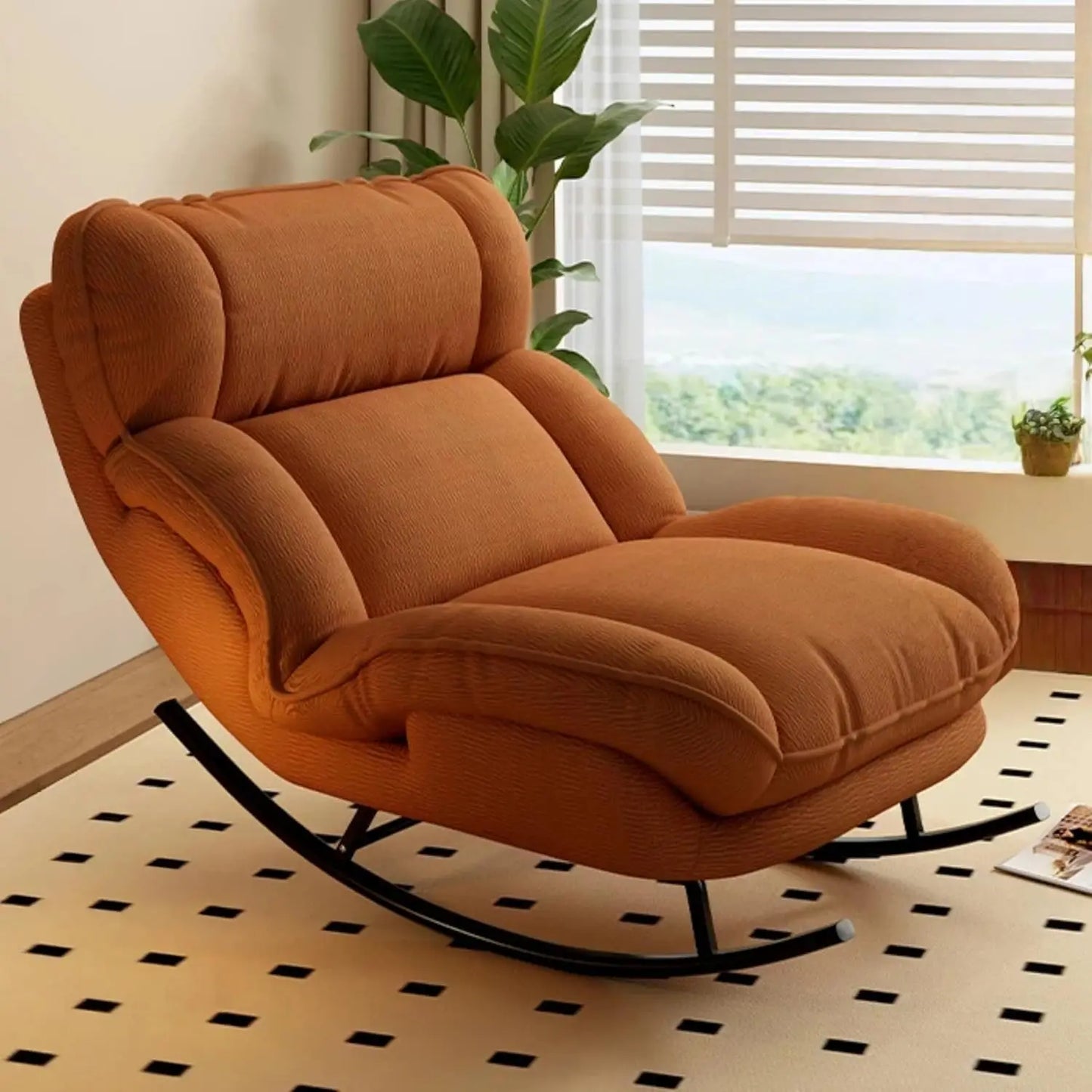 Comfortable, Ergonomic Rocking Chair w/Adjustable Backrest