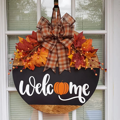 Fall Front Door Decor |   Fall Door Hanger |   Fall Welcome Sign |   Pumpkin Door Hanger