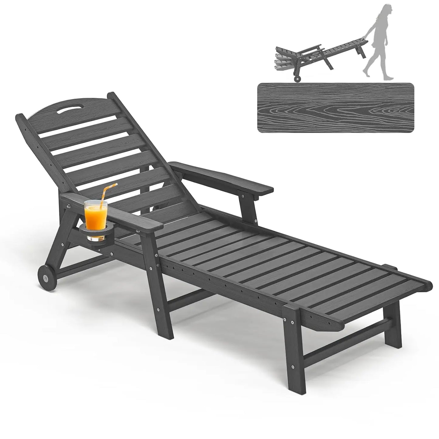 5 Positions Oversized Patio Lounge Chair