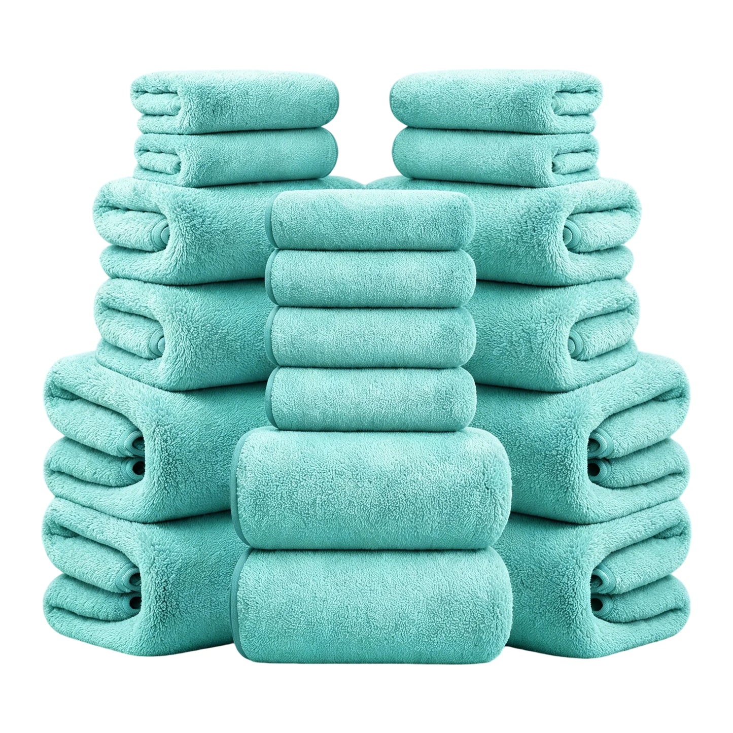 18-Piece Coral Fleece Bath Towel Set, 4 Bath Towels 4 Hand Towels 10 Washcloths,