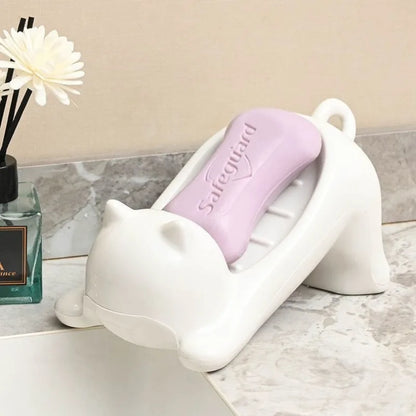 Creative Plastic Cat Soap Box, Easy Draining