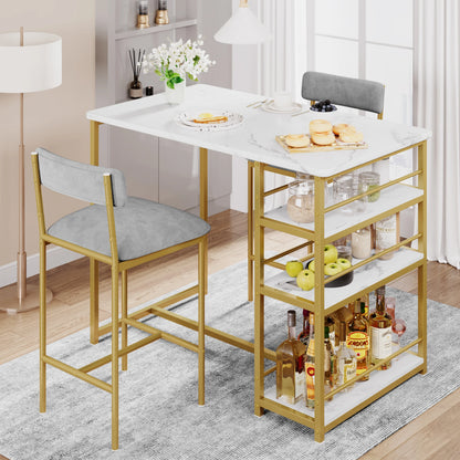 3pc Counter Height Dining Room Table w/Chairs for Small Space