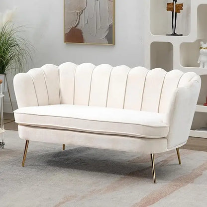 59" Upholstered Loveseat, Mini Sofa w/Gold Metal Legs