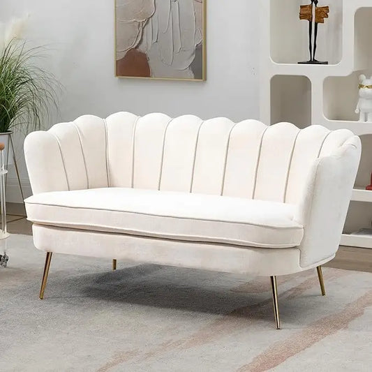 59" Upholstered Loveseat, Mini Sofa w/Gold Metal Legs