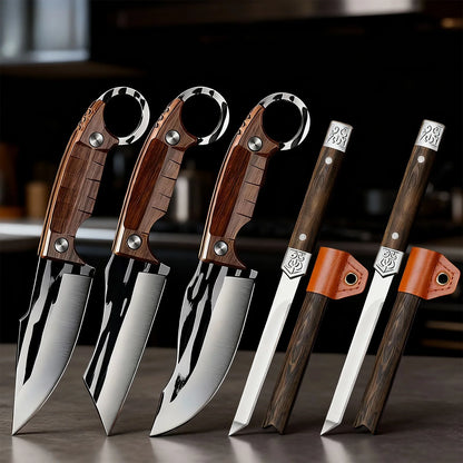 5pc Set of Forged Sharp Blade Boning, Slicing, Cutting Knives