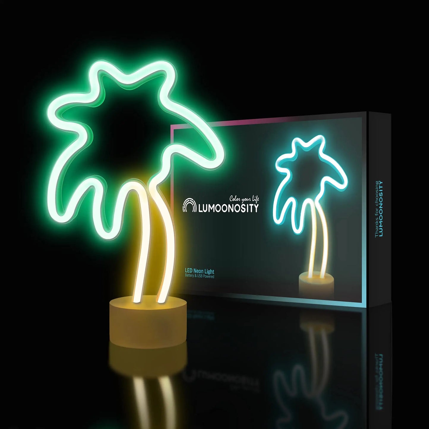 Desktop Palm Tree Neon Light, Battery/USB Powered