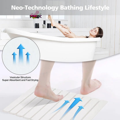 Absorbent Foldable Diatomite Bathmat, Non-Slip, Quick Dry