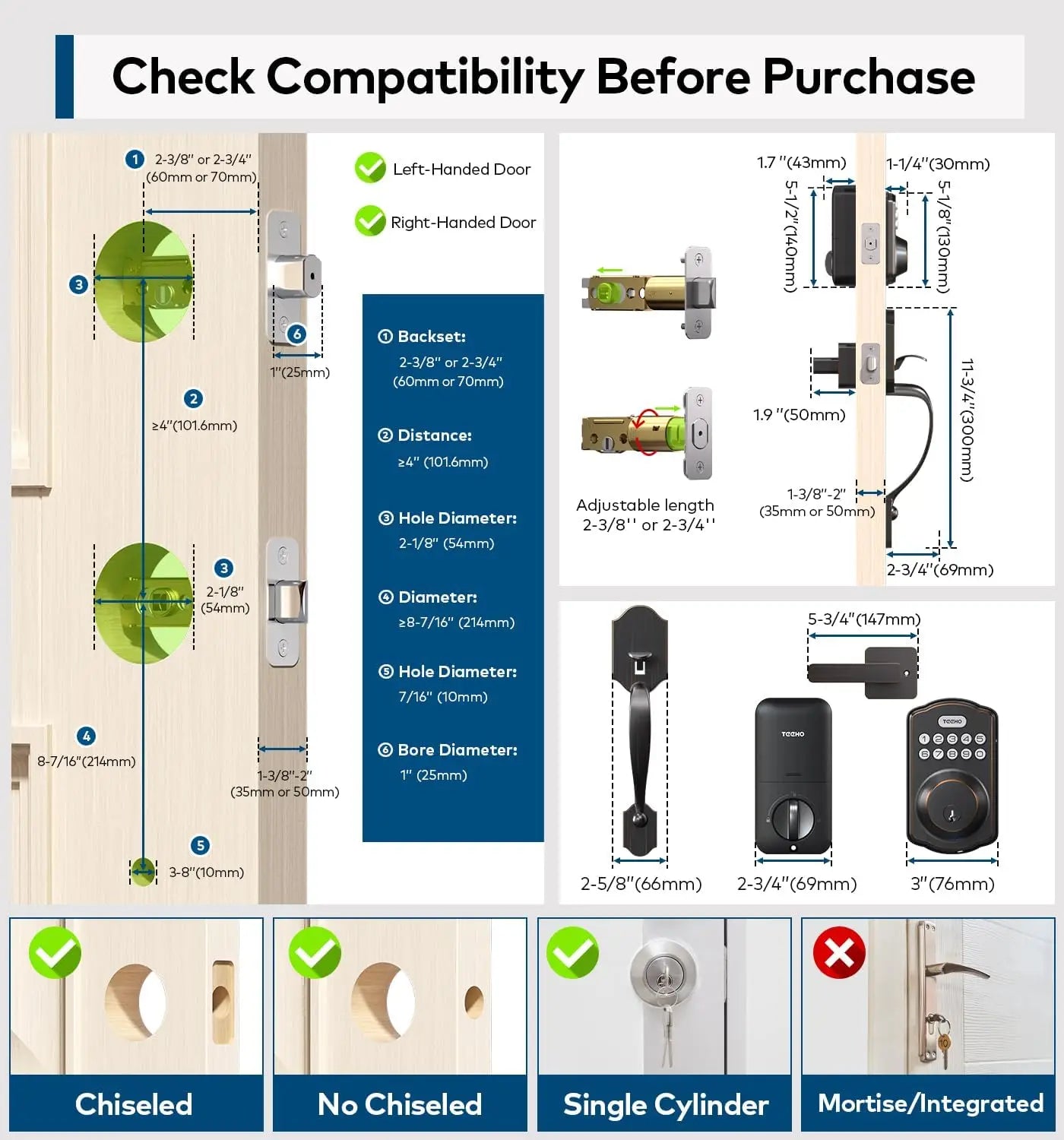 Electronic Keyless Entry Door Lock, Auto-Lock, Keypad
