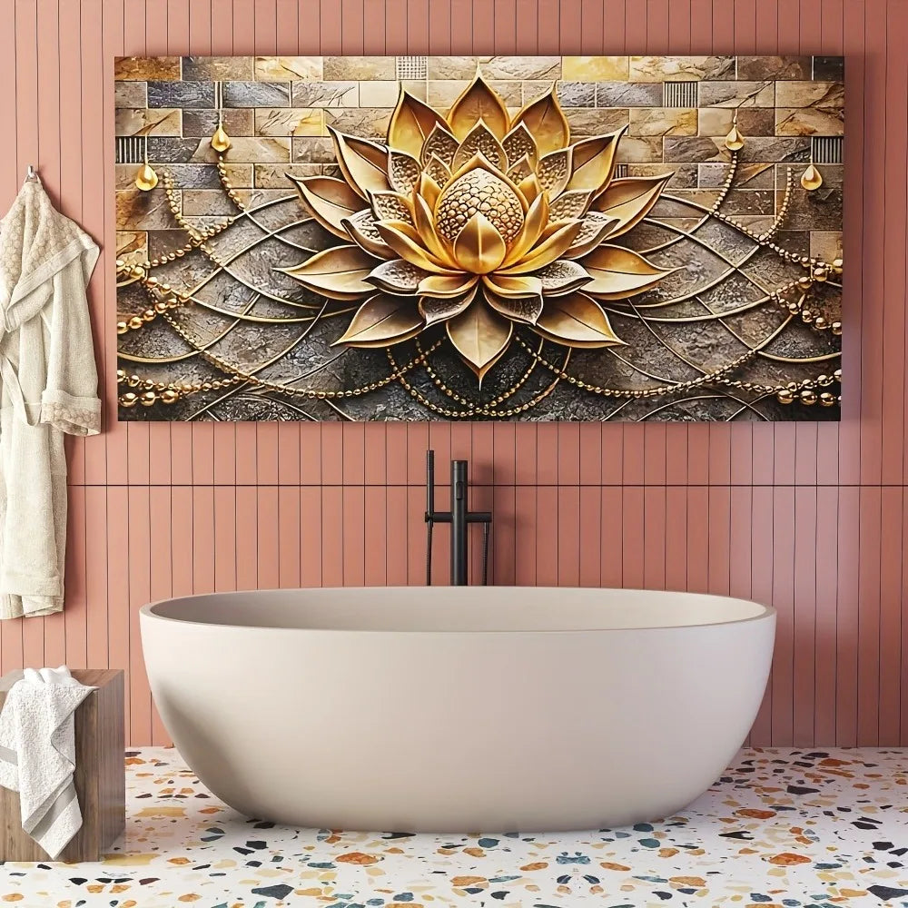 Modern Abstract (black gold) Floral Canvas Art, 1.5" Pine Solid Wood