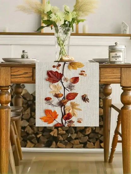 Autumn Leaves Table Runner, European Style Fall Foliage Design