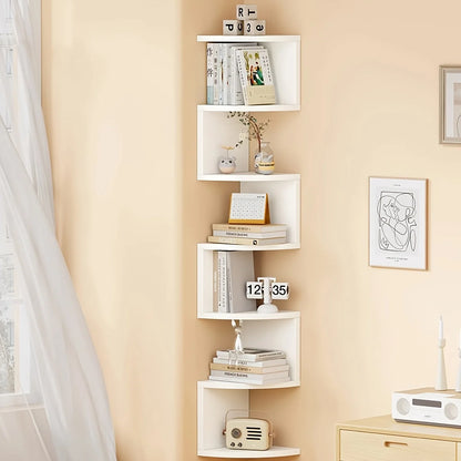 7-Tier Rustic Wall-Mounted Corner Shelf