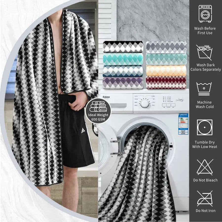 8pc Oversized Bathroom Towel Set, 2 Hand Towels, 4 Washcloths