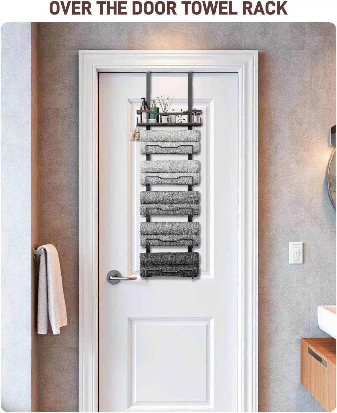 6-Tier Over the Door Bath Towel Storage Organizer, No Drill