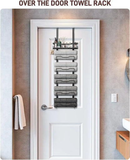 6-Tier Over the Door Bath Towel Storage Organizer, No Drill