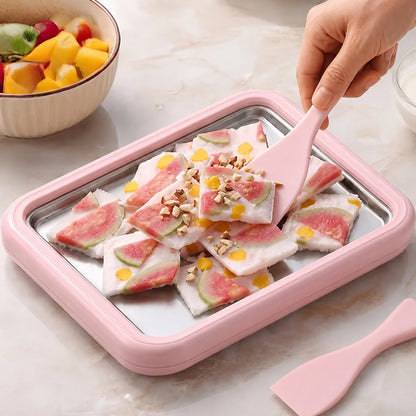 Stainless Rolled Ice Cream Maker Machine for Homemade Stir-Fry Frozen Yogurt Desserts